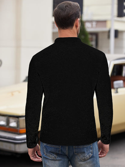 men's knitted long sleeve stand collar shirt