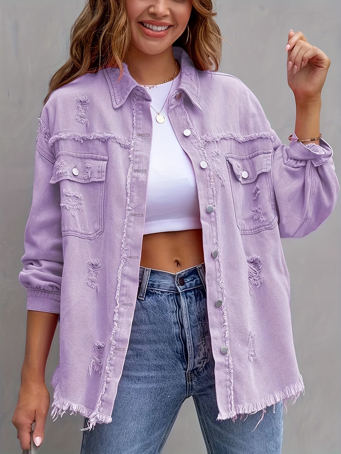 ALICE™ | Ripped oversized denim jacket