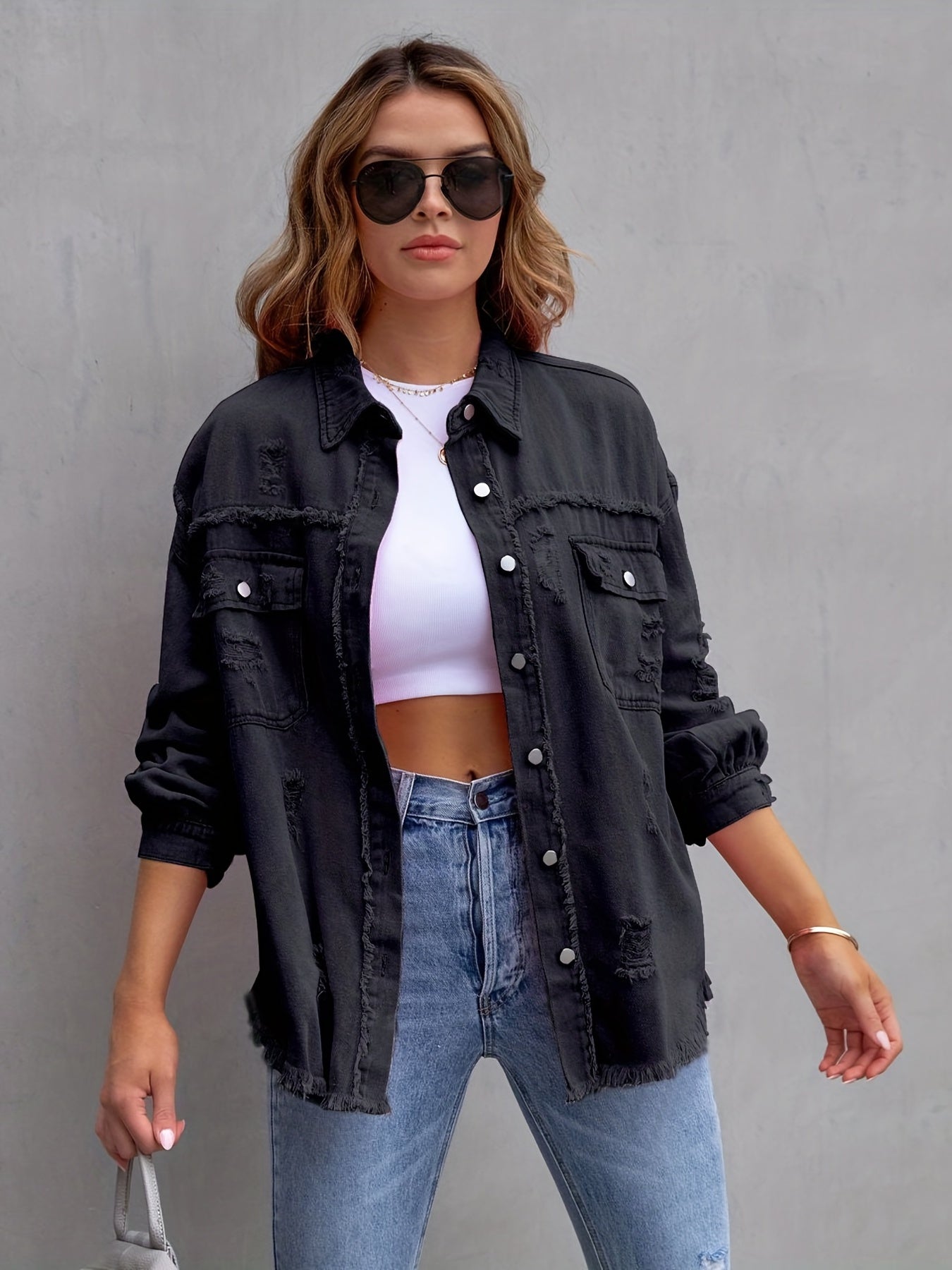 ALICE™ | Ripped oversized denim jacket